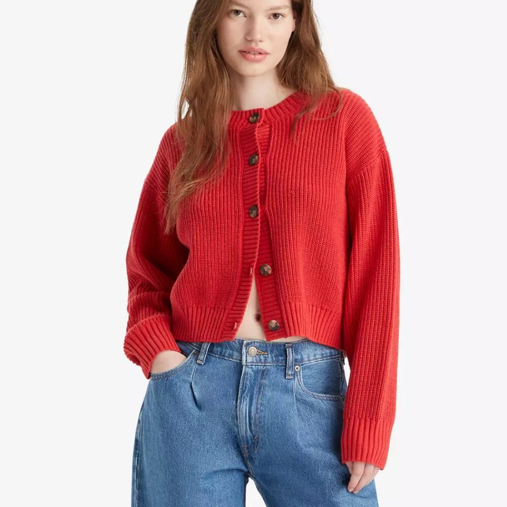 Levi's Cat Cardigan Sweater in Red